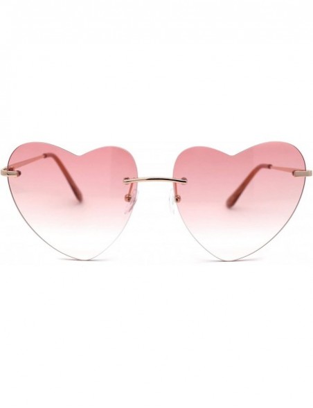 Rimless Womens Minimalist Rimless Heart Shape Elegant Sunglasses - Gold Pink - CT195SL9R9Q $9.63