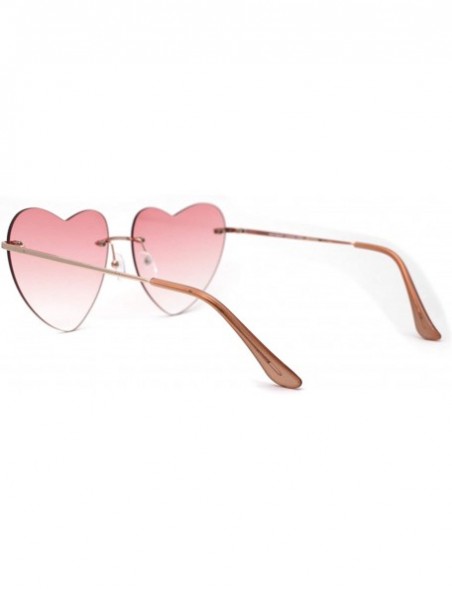 Rimless Womens Minimalist Rimless Heart Shape Elegant Sunglasses - Gold Pink - CT195SL9R9Q $9.63