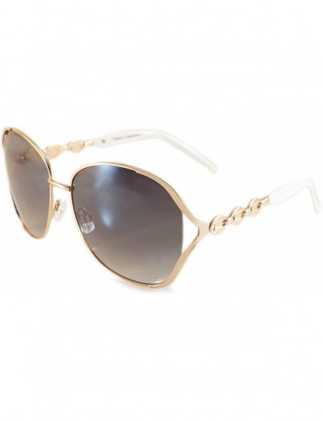 Square Luxury Chic Metal Chain Open Temple Butterfly Oversize Sunglasses A046 - White/ Green - C1187IZ5I47 $10.31