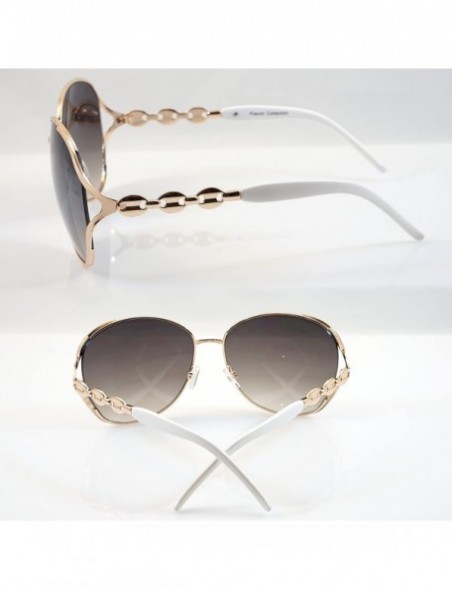 Square Luxury Chic Metal Chain Open Temple Butterfly Oversize Sunglasses A046 - White/ Green - C1187IZ5I47 $10.31
