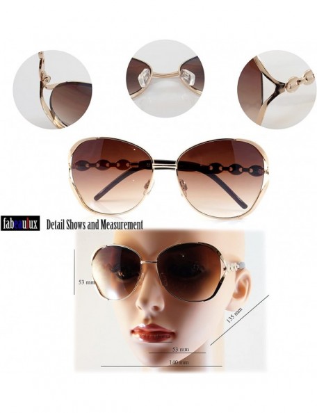 Square Luxury Chic Metal Chain Open Temple Butterfly Oversize Sunglasses A046 - White/ Green - C1187IZ5I47 $10.31