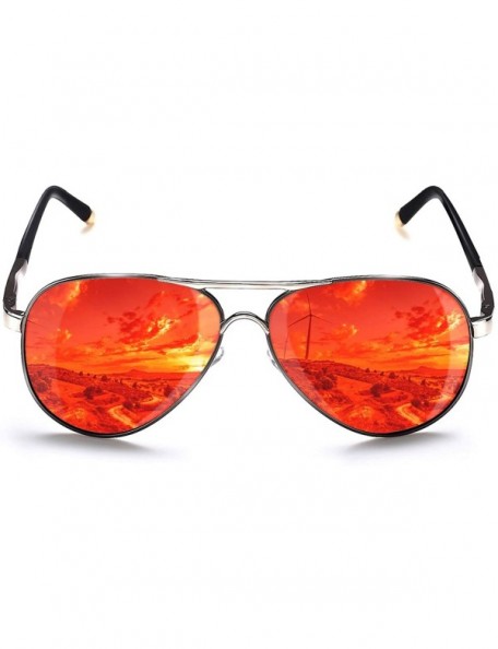 Aviator Polarized Aviator Sunglasses for Men Women Metal Flat Top Sunglasses lightweight Driving UV400 Outdoor 58mm - CA194UE...