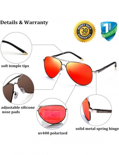 Aviator Polarized Aviator Sunglasses for Men Women Metal Flat Top Sunglasses lightweight Driving UV400 Outdoor 58mm - CA194UE...