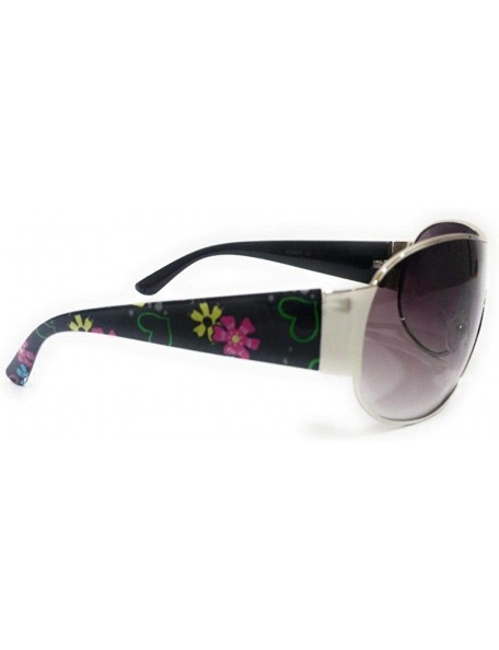 Aviator Peace Hippy Womens Fashion Ladies Sunglasses Aviators - Peace Flower Black - CB18IMGU46L $23.15