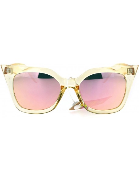 Butterfly Womens Sunglasses Square Cateye Butterfly Fashion Eyewear UV 400 - Honey (Peach Mirror) - CC186NURTLA $13.65