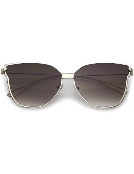 Cat Eye Oversize Slim Wire Arms Colored Mirror Flat Lens Cat Eye Sunglasses 59mm - Silver / Lavender - CY1838YND6Z $9.06