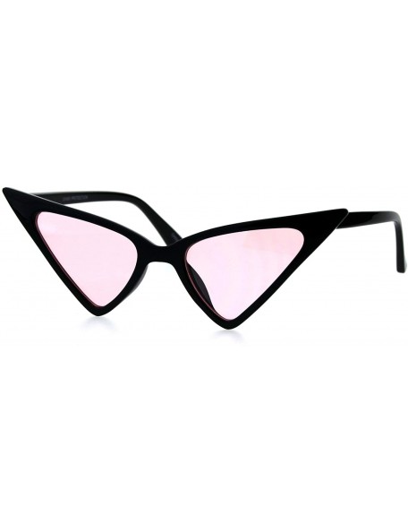 Cat Eye Womens Iconic Thin Plastic Gothic Retro Cat Eye Sunglasses - Black Pink - CY18GO7LYMQ $13.10