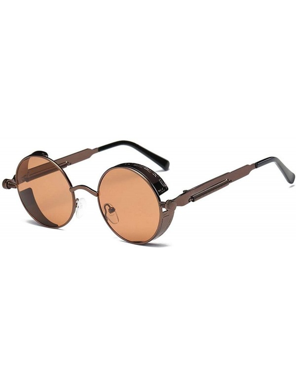 Goggle Metal Round Steampunk Sunglasses Men Women Fashion Glasses Retro Frame Vintage UV400 - 9 - CJ18YQ0SCX3 $27.50