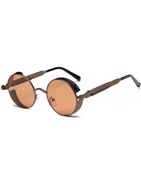 Goggle Metal Round Steampunk Sunglasses Men Women Fashion Glasses Retro Frame Vintage UV400 - 9 - CJ18YQ0SCX3 $27.50