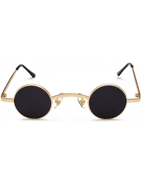 Round Small Round Sunglasses Men Metal Retro Tiny Sun Glasses for Women Accessories - Gold With Black - CQ18GCXWKTI $11.14