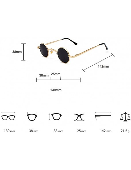 Round Small Round Sunglasses Men Metal Retro Tiny Sun Glasses for Women Accessories - Gold With Black - CQ18GCXWKTI $11.14