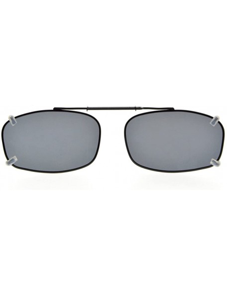 Rectangular Metal Frame Rim Polarized Lens Clip On Sunglasses 5434MM - Grey - CM182EEW9S5 $12.69