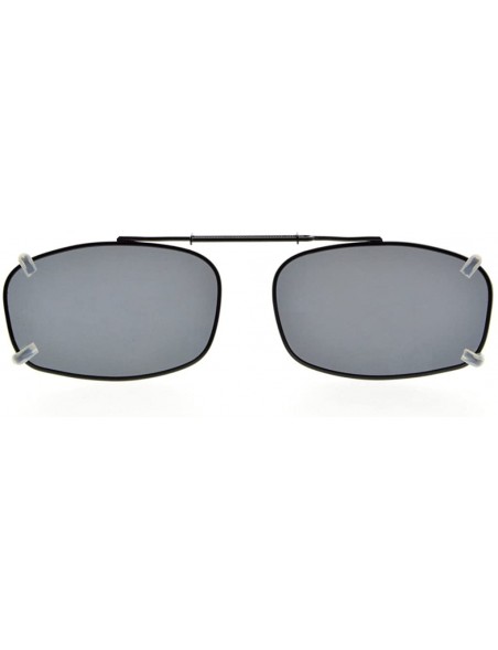 Rectangular Metal Frame Rim Polarized Lens Clip On Sunglasses 5434MM - Grey - CM182EEW9S5 $12.69