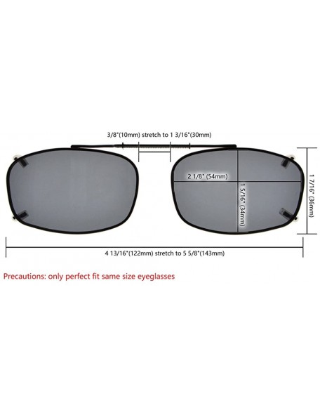 Rectangular Metal Frame Rim Polarized Lens Clip On Sunglasses 5434MM - Grey - CM182EEW9S5 $12.69