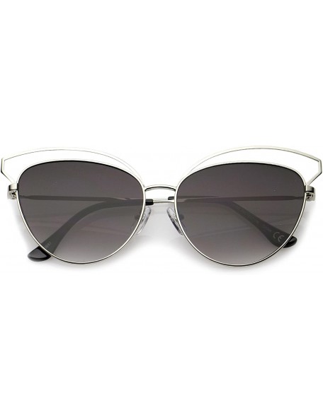 Goggle Women's Open Metal Frame Slim Temple Oversize Cat Eye Sunglasses 58mm - Silver / Lavender - CN12O7QAB44 $22.93