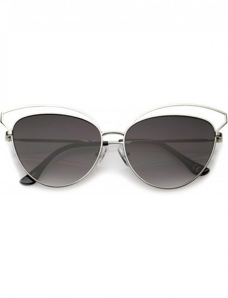 Goggle Women's Open Metal Frame Slim Temple Oversize Cat Eye Sunglasses 58mm - Silver / Lavender - CN12O7QAB44 $8.08