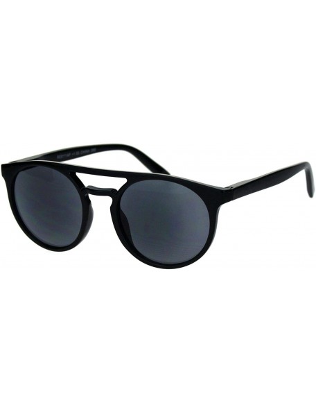 Round Flat Top Hipster Horn Rim Round Keyhole Reader Reading Sunglasses - All Black - CC18XD7QSK5 $10.75