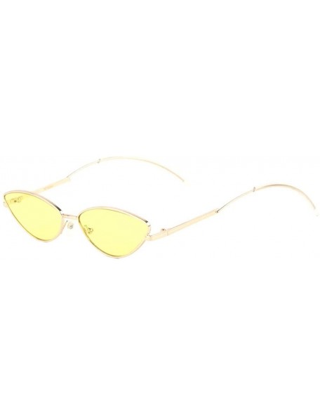 Cat Eye Curved Temple Ear Cat Eye Sunglasses - Yellow - CM1988CSZGX $25.64