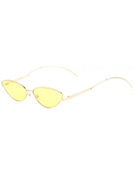 Cat Eye Curved Temple Ear Cat Eye Sunglasses - Yellow - CM1988CSZGX $12.99