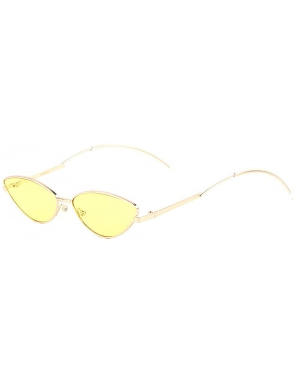 Cat Eye Curved Temple Ear Cat Eye Sunglasses - Yellow - CM1988CSZGX $12.99