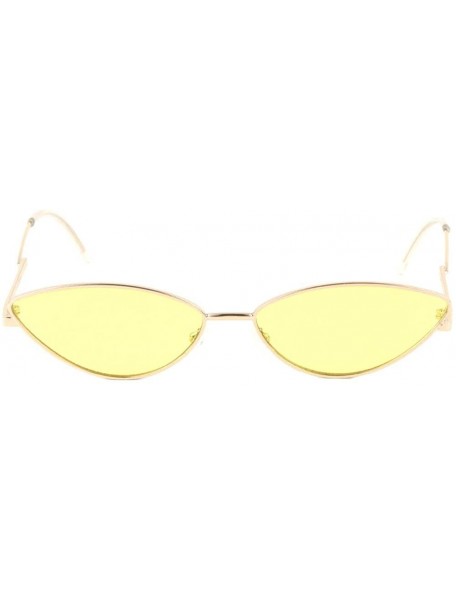 Cat Eye Curved Temple Ear Cat Eye Sunglasses - Yellow - CM1988CSZGX $12.99