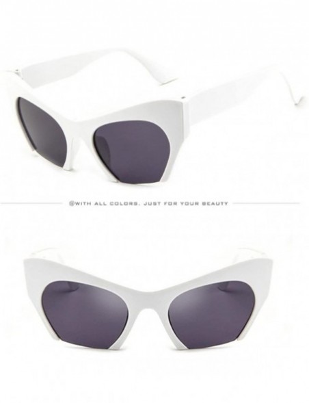 Oversized Men Women's Sunglasses-Retro Irregular Frame Cat Eye Rapper Eyewear Sunglasses - F - C718E5KKWGY $6.90