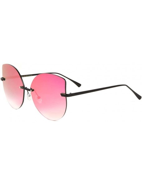 Oversized Rimless Oversized Butterfly Color Mirror Sunglasses - Purple - C81993XCA3U $14.70