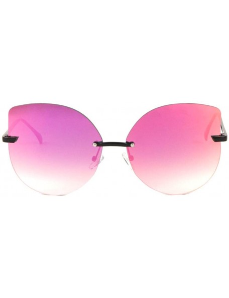 Oversized Rimless Oversized Butterfly Color Mirror Sunglasses - Purple - C81993XCA3U $14.70