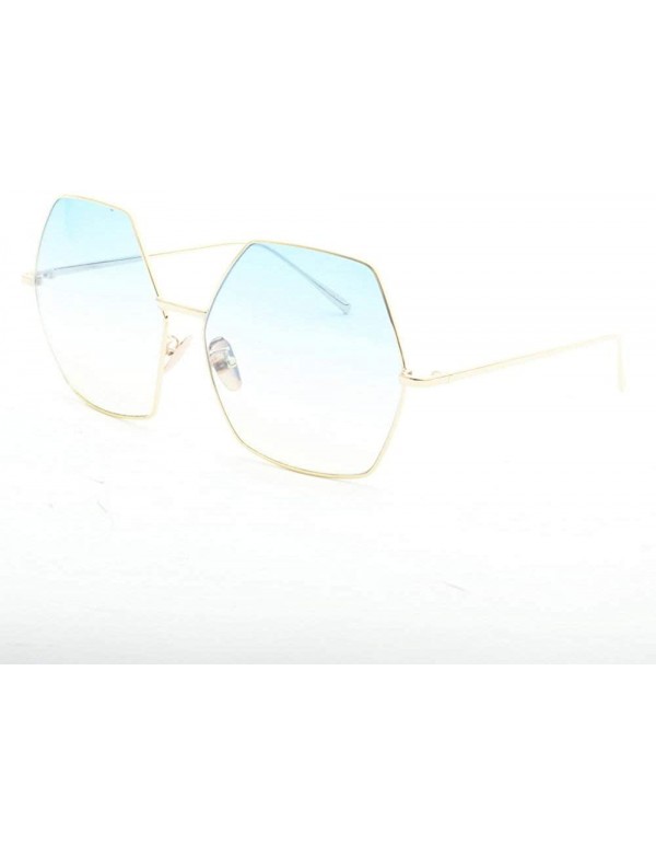 Oversized Oversized Metal Geometric Pentagon Gradient Color Lens Hippie Sunglasses - yhl - Blueyellow - CB12MYB139U $16.30