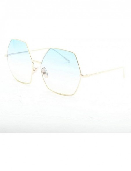 Oversized Oversized Metal Geometric Pentagon Gradient Color Lens Hippie Sunglasses - yhl - Blueyellow - CB12MYB139U $16.30