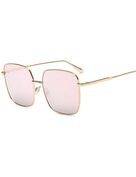 Square 47204 Luxury Square Sunglasses Men Women Shades Metal Frame C1 Silver Silver - C6 Gold Pink - CW18YQN7I4E $21.49