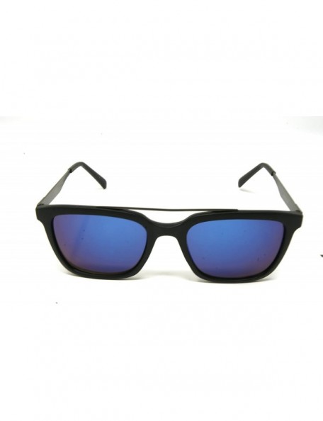 Sport Vintage Retro Top Crossbar Flat Lens - Medium Matte Black Gunmetal/Blue Mirror Lens - CU185GLSSOU $12.59