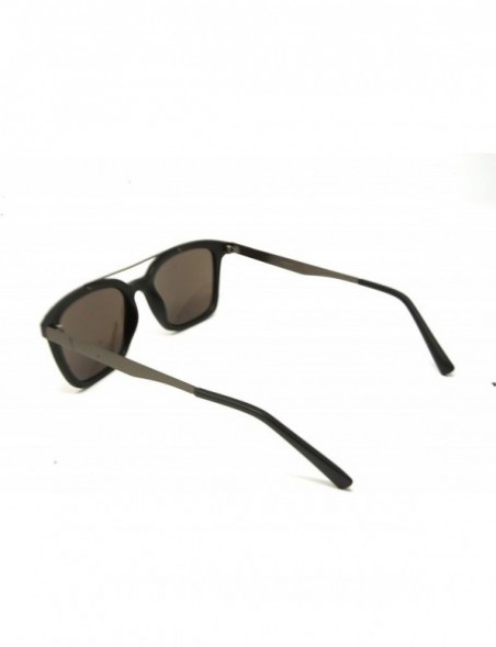 Sport Vintage Retro Top Crossbar Flat Lens - Medium Matte Black Gunmetal/Blue Mirror Lens - CU185GLSSOU $12.59