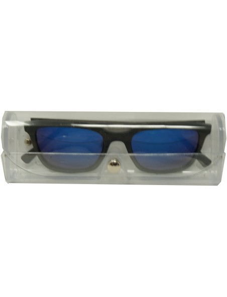 Sport Vintage Retro Top Crossbar Flat Lens - Medium Matte Black Gunmetal/Blue Mirror Lens - CU185GLSSOU $12.59