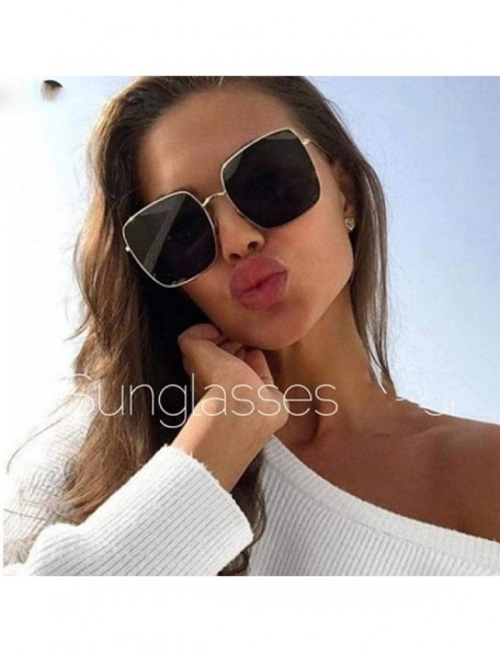 Square 47204 Luxury Square Sunglasses Men Women Shades Metal Frame C1 Silver Silver - C6 Gold Pink - CW18YQN7I4E $11.86