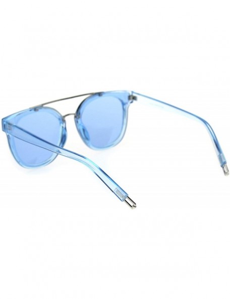 Rectangular Trendy Retro Panel Lens Horn Rim Hipster Sunglasses - Silver Blue - CJ18RX4ZUKK $9.03