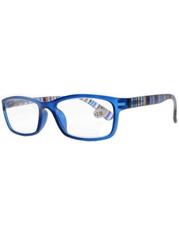 Square Square Colorful Thin Frame Colorful Stripe Legs Reading Glasses Readers - Blue - CK185EAR0WK $8.93