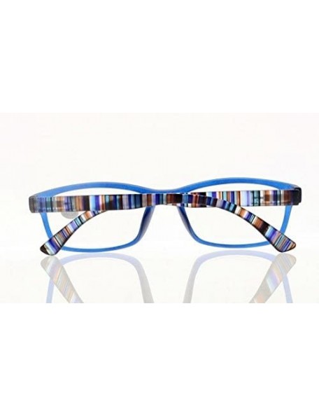 Square Square Colorful Thin Frame Colorful Stripe Legs Reading Glasses Readers - Blue - CK185EAR0WK $8.93