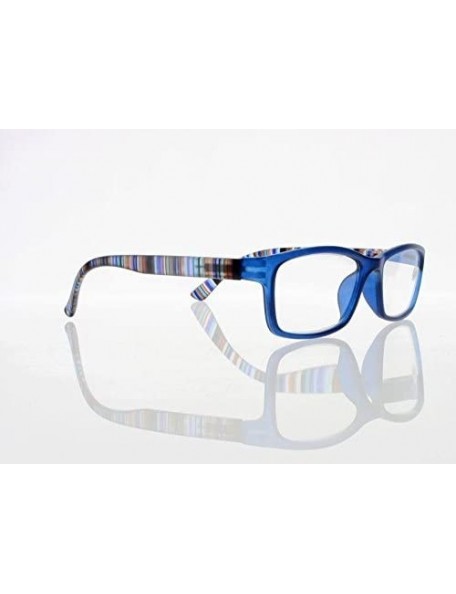 Square Square Colorful Thin Frame Colorful Stripe Legs Reading Glasses Readers - Blue - CK185EAR0WK $17.16
