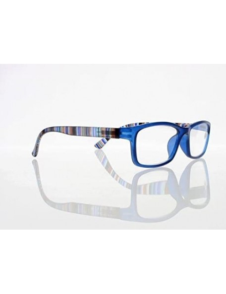 Square Square Colorful Thin Frame Colorful Stripe Legs Reading Glasses Readers - Blue - CK185EAR0WK $8.93