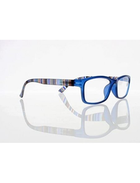 Square Square Colorful Thin Frame Colorful Stripe Legs Reading Glasses Readers - Blue - CK185EAR0WK $8.93