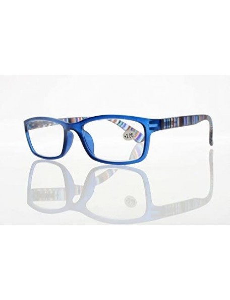 Square Square Colorful Thin Frame Colorful Stripe Legs Reading Glasses Readers - Blue - CK185EAR0WK $8.93