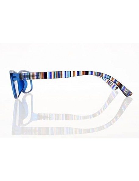 Square Square Colorful Thin Frame Colorful Stripe Legs Reading Glasses Readers - Blue - CK185EAR0WK $8.93