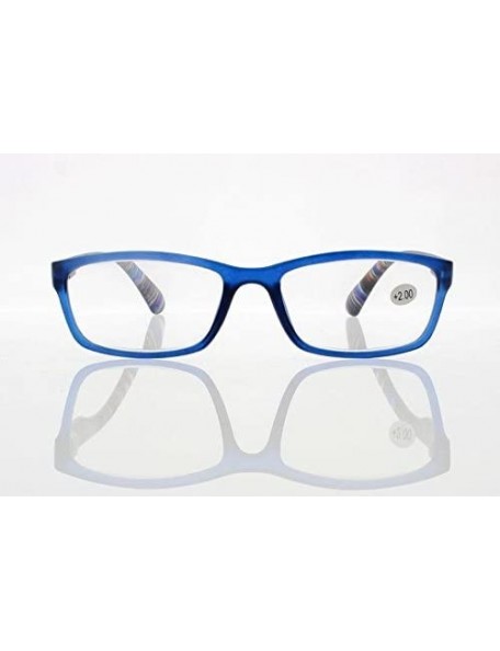 Square Square Colorful Thin Frame Colorful Stripe Legs Reading Glasses Readers - Blue - CK185EAR0WK $8.93