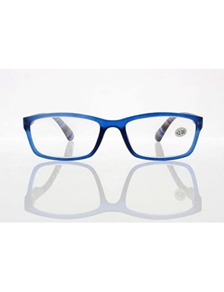 Square Square Colorful Thin Frame Colorful Stripe Legs Reading Glasses Readers - Blue - CK185EAR0WK $8.93