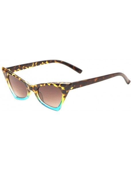 Cat Eye Super Dark Lens Sharp Geometric Cat Eye Sunglasses - Green Demi - CP1983IAAGH $14.69