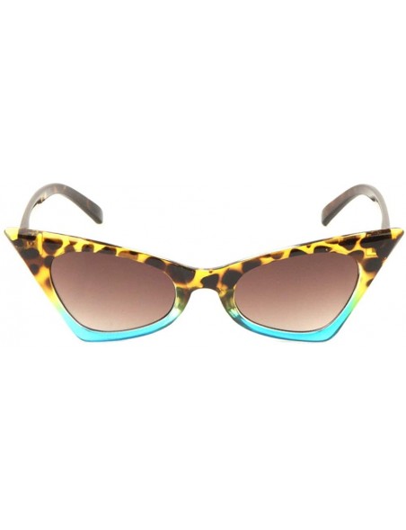 Cat Eye Super Dark Lens Sharp Geometric Cat Eye Sunglasses - Green Demi - CP1983IAAGH $14.69