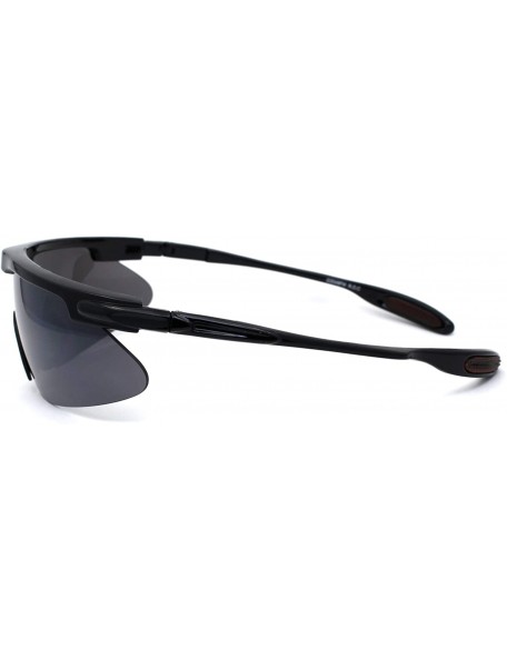 Sport Mens Oversize Flat Top Sport Warp Shield Runners Sunglasses - Black - C311WYXISTD $9.93