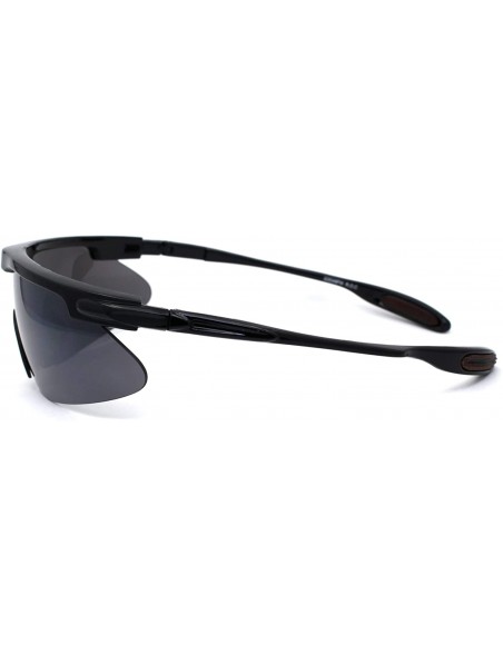 Sport Mens Oversize Flat Top Sport Warp Shield Runners Sunglasses - Black - C311WYXISTD $9.93