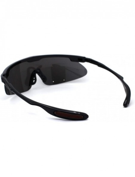 Sport Mens Oversize Flat Top Sport Warp Shield Runners Sunglasses - Black - C311WYXISTD $9.93